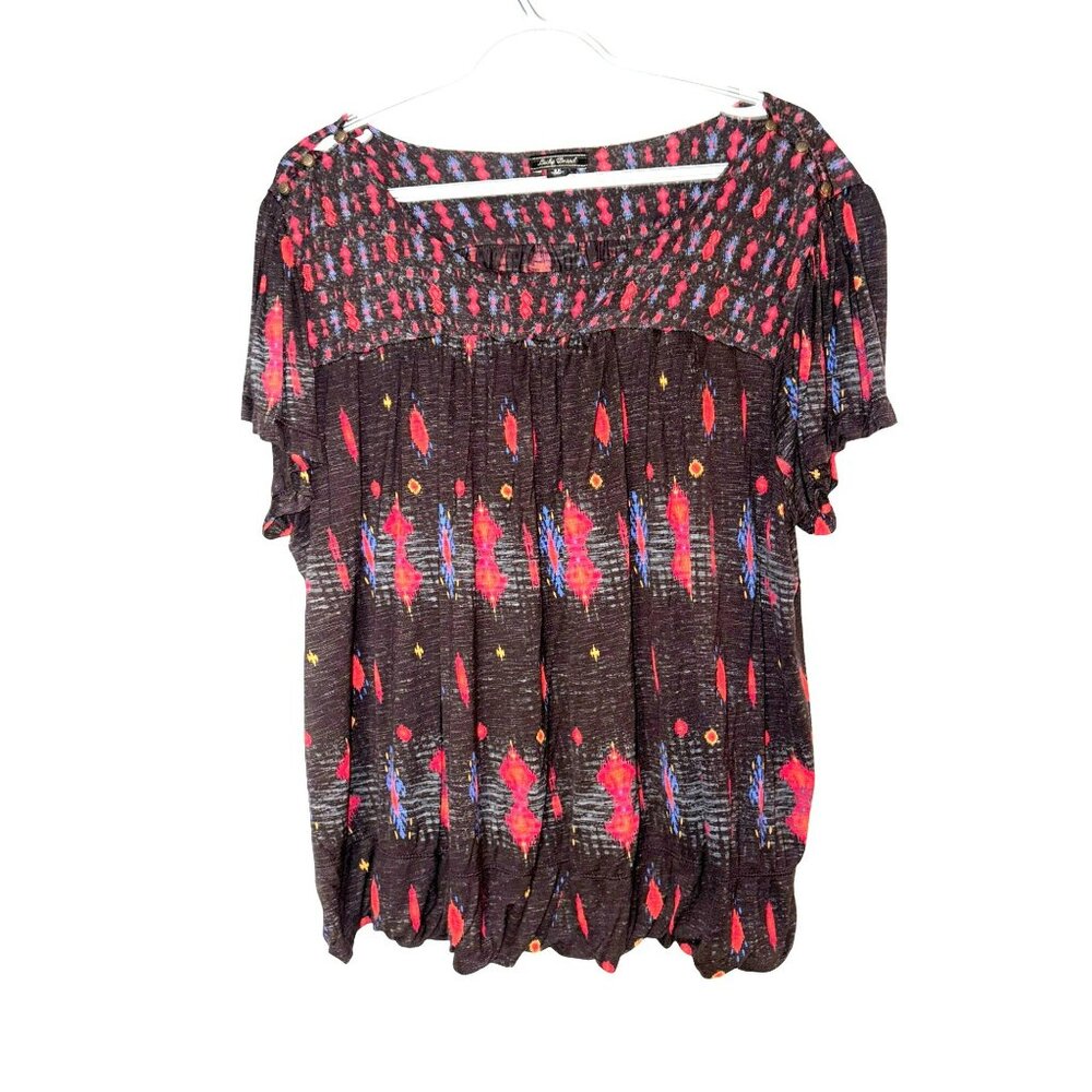 Lucky Brand Short Sleeve 100% Viscose Beaded Top Size 2X